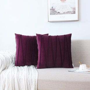Marigrace Pleated Square Velvet Pillow Cover Set Of 2 